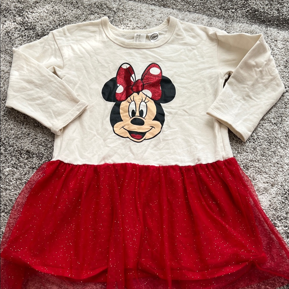 Disney Cream Top with Red Glitter Bow